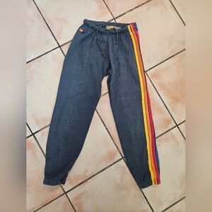 Aviator Nation dark gray 5 stripe rainbow sz XS extra-small sweatpants